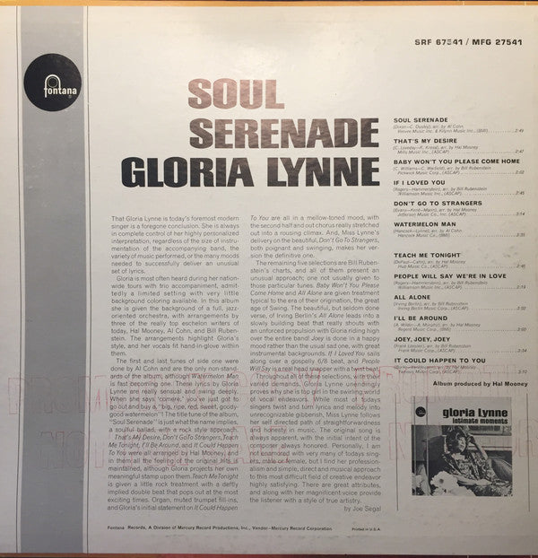 Gloria Lynne : Soul Serenade (LP, Album, Promo)