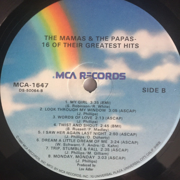 The Mamas & The Papas : 16 Of Their Greatest Hits (LP, Comp, RE, Glo)