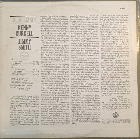 Kenny Burrell / Jimmy Smith : Blue Bash! (LP, Album, Mono)