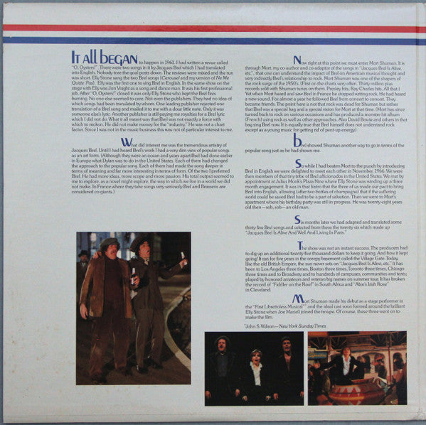 Elly Stone, Mort Shuman, Joe Masiell With Jacques Brel : Jacques Brel Is Alive And Well And Living In Paris (2xLP, RP, Pre)