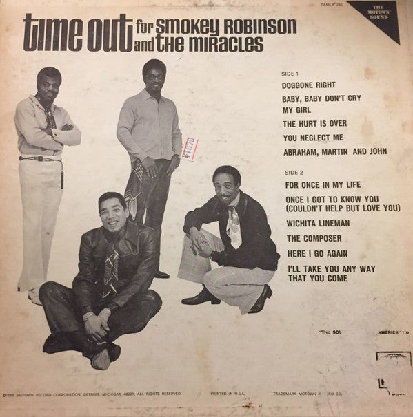 The Miracles : Time Out For Smokey Robinson And The Miracles (LP, Album, Ind)
