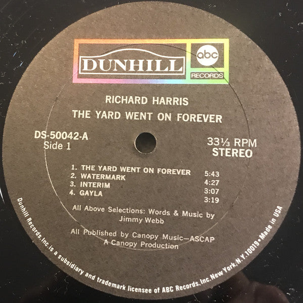 Richard Harris : The Yard Went On Forever... (LP, Album, Gat)