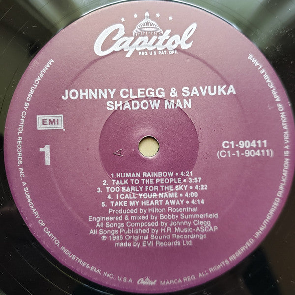 Johnny Clegg & Savuka : Shadow Man (LP, Album, All)