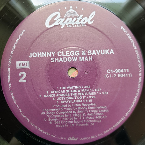 Johnny Clegg & Savuka : Shadow Man (LP, Album, All)