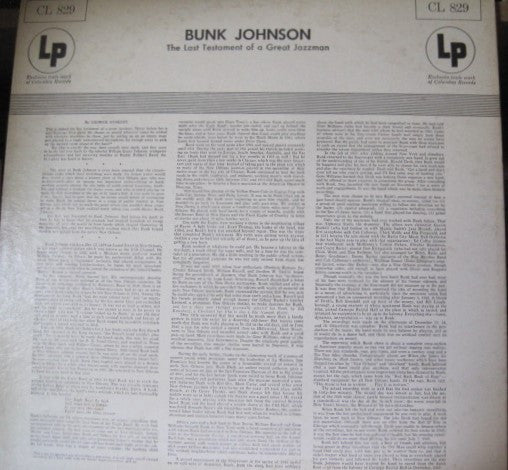 Bunk Johnson : The Last Testament Of A Great New Orleans Jazzman (LP, Mono, RE)