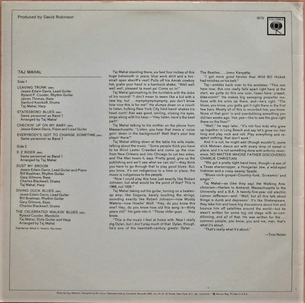 Taj Mahal : Taj Mahal (LP, Album, RE)