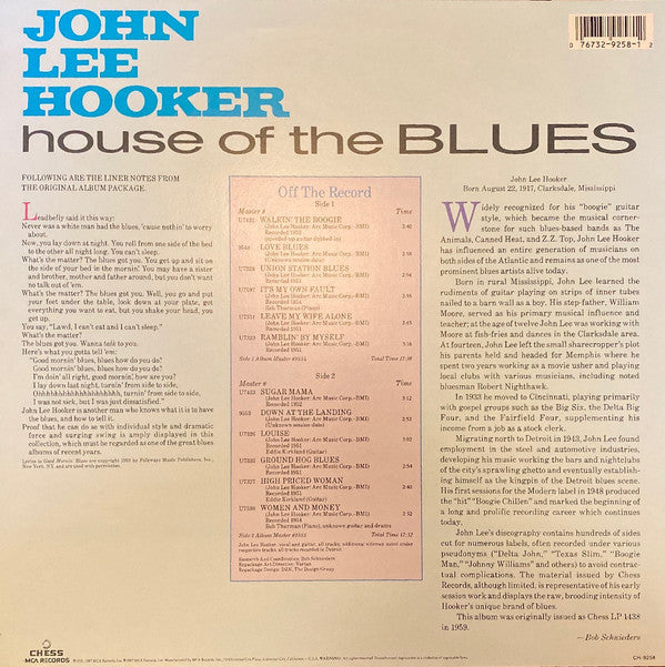John Lee Hooker : House Of The Blues (LP, Album, RE, Pin)
