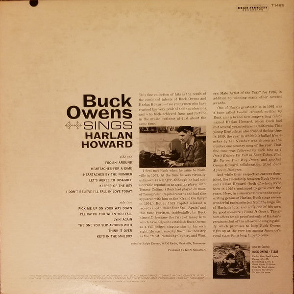 Buck Owens : Buck Owens Sings Harlan Howard (LP, Album, Mono, Los)