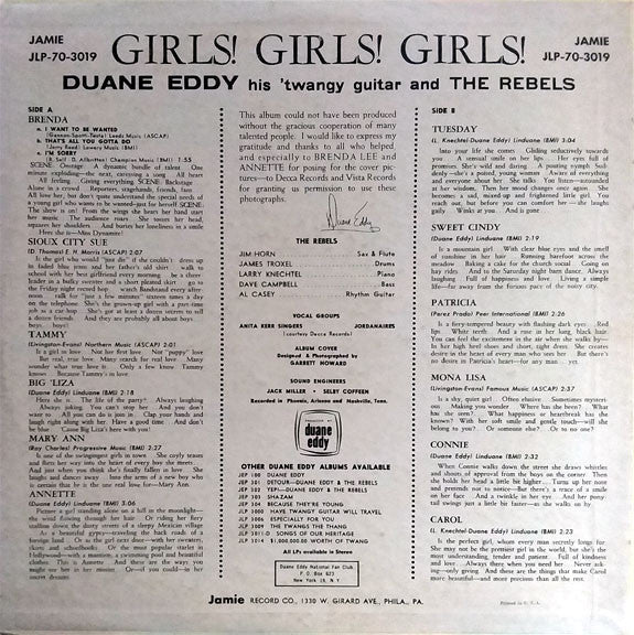 Duane Eddy : Girls! Girls! Girls! (LP, Album, Mono)