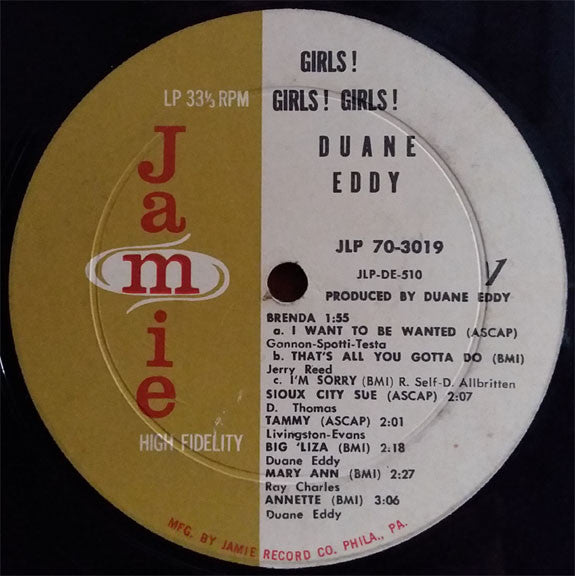 Duane Eddy : Girls! Girls! Girls! (LP, Album, Mono)