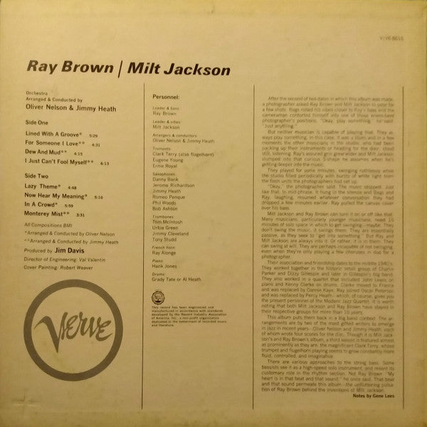 Ray Brown / Milt Jackson : Ray Brown / Milt Jackson (LP, Album, Mono)