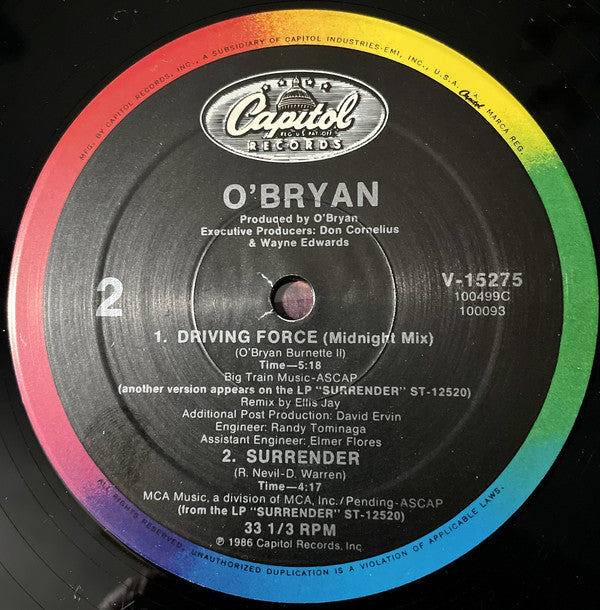 O'Bryan : Driving Force (12")