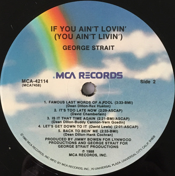 George Strait : If You Ain't Lovin' (You Ain't Livin') (LP, Album, Pin)