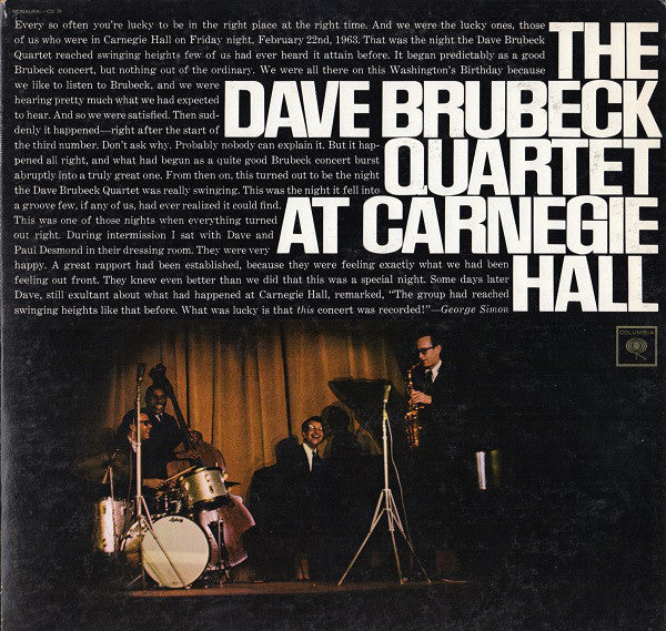 The Dave Brubeck Quartet : At Carnegie Hall (2xLP, Album, Mono, Gat)