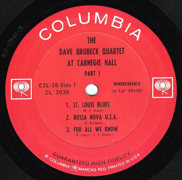 The Dave Brubeck Quartet : At Carnegie Hall (2xLP, Album, Mono, Gat)