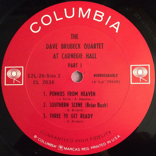 The Dave Brubeck Quartet : At Carnegie Hall (2xLP, Album, Mono, Gat)