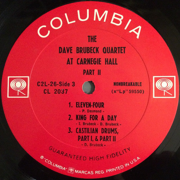 The Dave Brubeck Quartet : At Carnegie Hall (2xLP, Album, Mono, Gat)