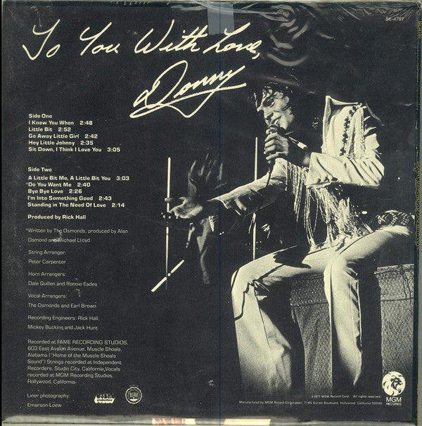 Donny Osmond : To You With Love, Donny (LP, Album)