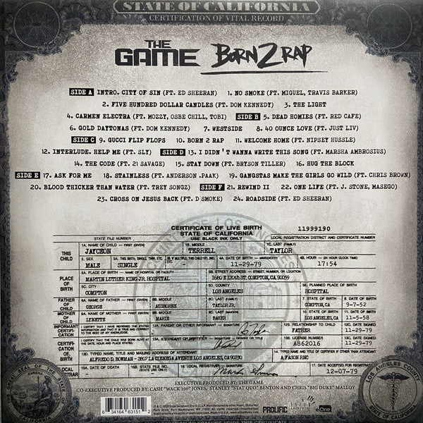 The Game (2) : Born 2 Rap (LP, Red + LP, Whi + LP, Blu + Album, RSD)