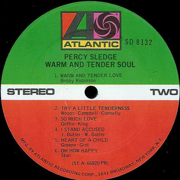 Percy Sledge : Warm & Tender Soul (LP, Album, RE)