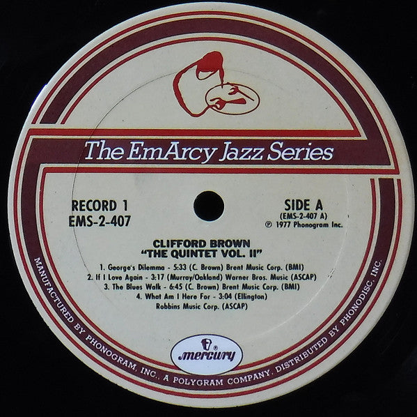 Clifford Brown : The Quintet Vol. 2 (2xLP, Comp, Mono)