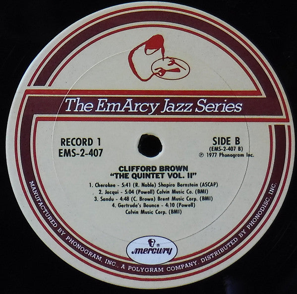 Clifford Brown : The Quintet Vol. 2 (2xLP, Comp, Mono)