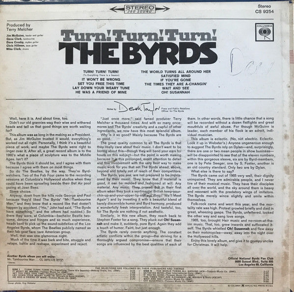 The Byrds : Turn! Turn! Turn! (LP, Album, San)