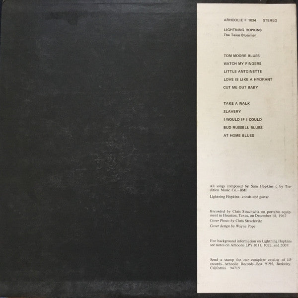 Lightnin' Hopkins : The Texas Bluesman (LP, Album)