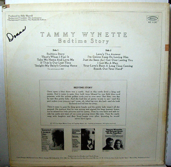 Tammy Wynette : Bedtime Story (LP, Album)