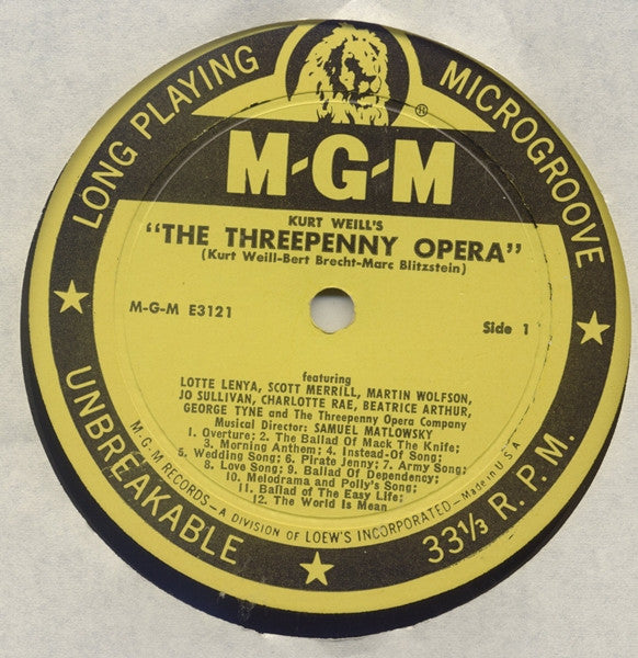 Kurt Weill, Marc Blitzstein : The Threepenny Opera (Die Dreigroschenoper) (LP, Album, Mono)