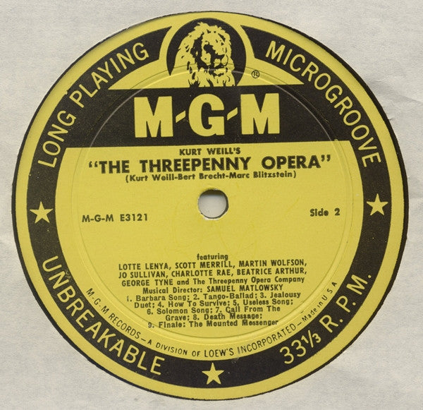 Kurt Weill, Marc Blitzstein : The Threepenny Opera (Die Dreigroschenoper) (LP, Album, Mono)