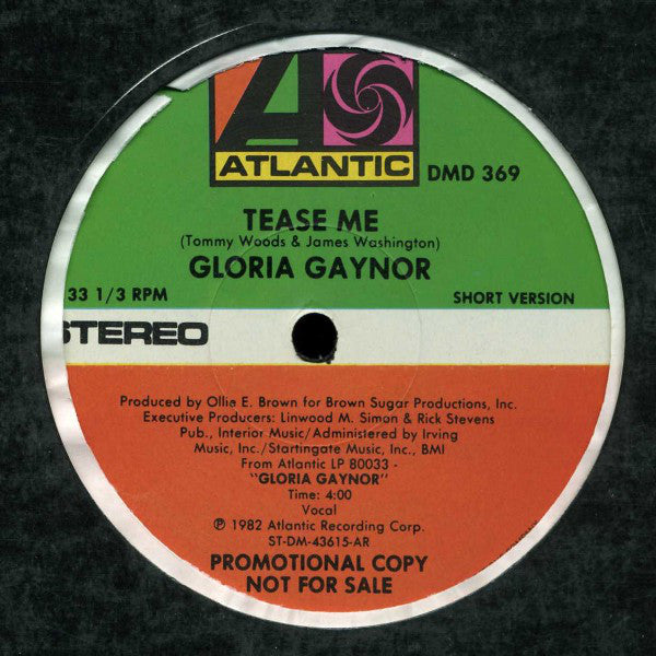 Gloria Gaynor : Tease Me (12", Promo)