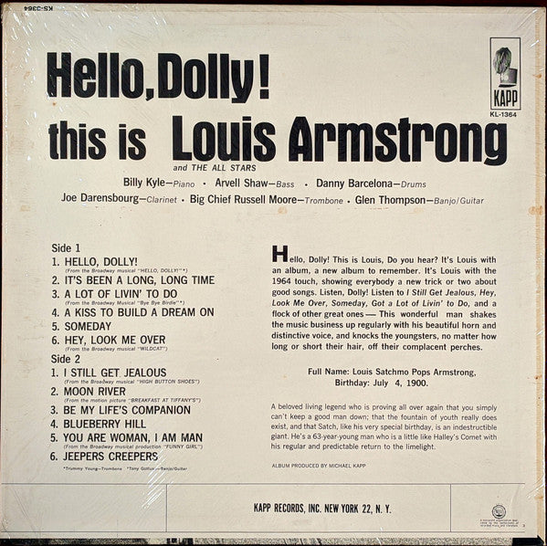 Louis Armstrong And The All Stars* : Hello, Dolly! (LP, Album, Mono, Ind)