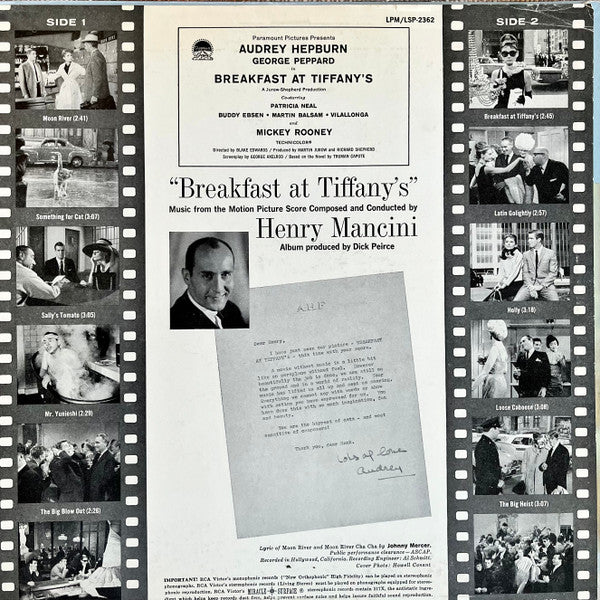 Henry Mancini : Breakfast At Tiffany's (Music From The Motion Picture Score) (LP, Album, Hol)