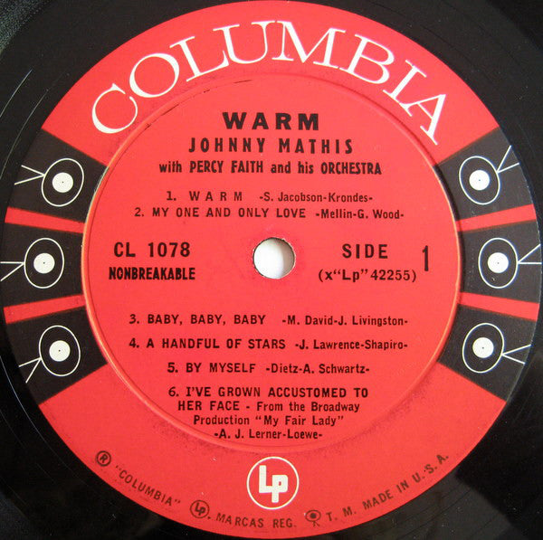 Johnny Mathis With Percy Faith & His Orchestra : Warm (LP, Album, Mono, Ter)