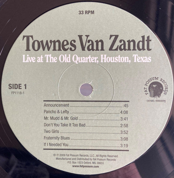 Townes Van Zandt : Live At The Old Quarter, Houston, Texas (2xLP, Album, RE, Gat)