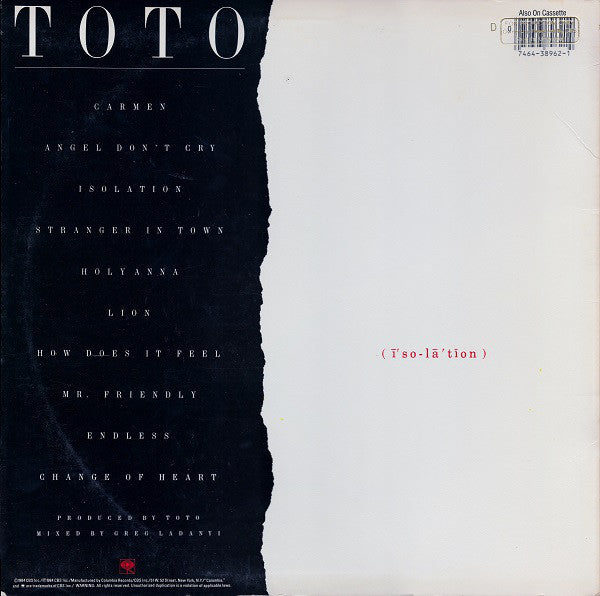 Toto : Isolation (LP, Album, Pit)