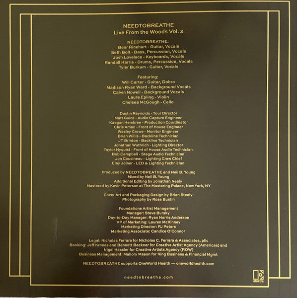 NEEDTOBREATHE : Live From The Woods Vol. 2 (2xLP, Pur)