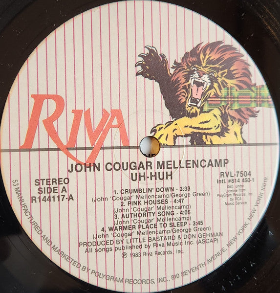 John Cougar Mellencamp : Uh-Huh (LP, Album, Club, Ind)