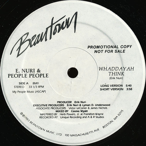 Erik Nuri & People People : Whaddayah Think / Think About It (12", Promo)