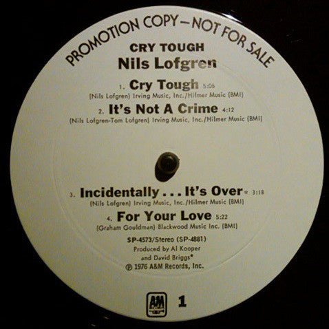 Nils Lofgren : Cry Tough (LP, Promo, Mon)