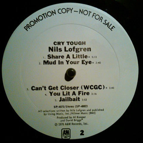 Nils Lofgren : Cry Tough (LP, Promo, Mon)