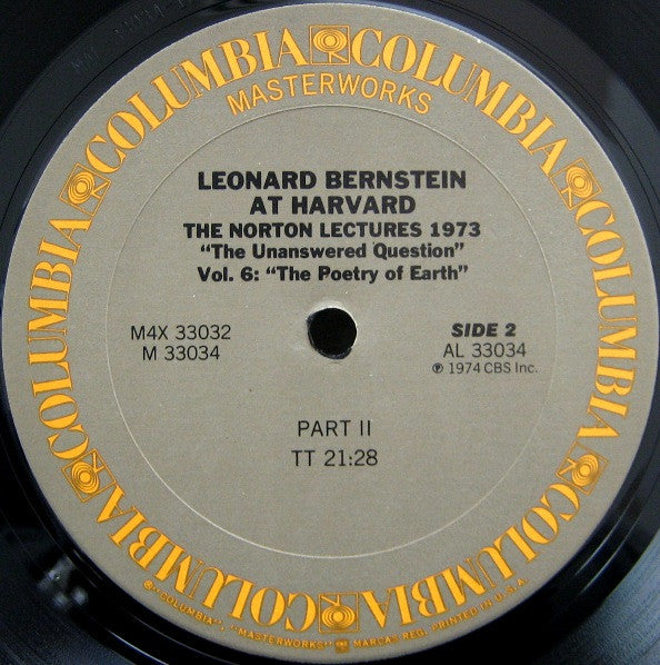 Leonard Bernstein : Leonard Bernstein At Harvard - The Norton Lectures 1973: "The Unanswered Question" Vol.6 "The Poetry Of Earth" (4xLP + Box)
