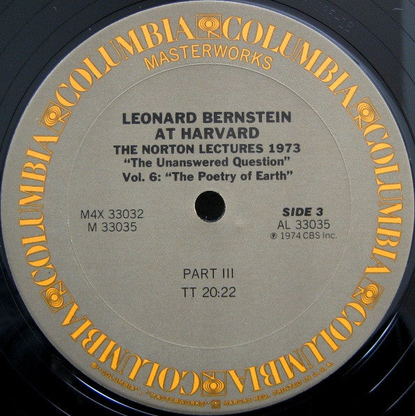 Leonard Bernstein : Leonard Bernstein At Harvard - The Norton Lectures 1973: "The Unanswered Question" Vol.6 "The Poetry Of Earth" (4xLP + Box)