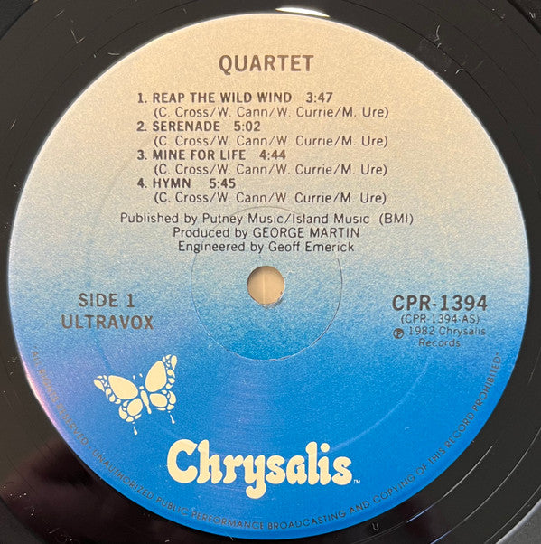 Ultravox : Quartet (LP, Album, PRC)