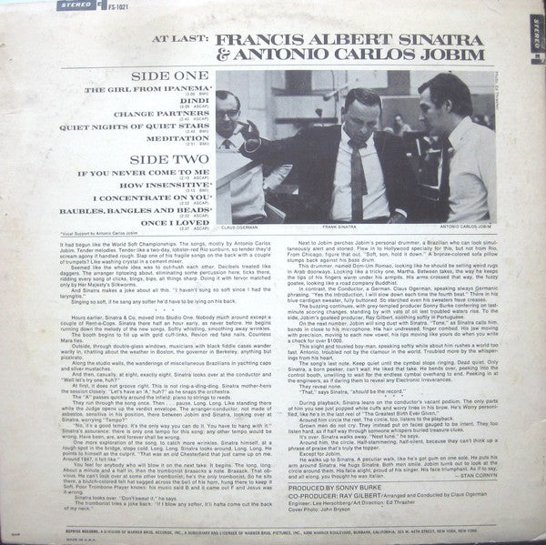 Francis Albert Sinatra* & Antonio Carlos Jobim : Francis Albert Sinatra & Antonio Carlos Jobim (LP, Album)