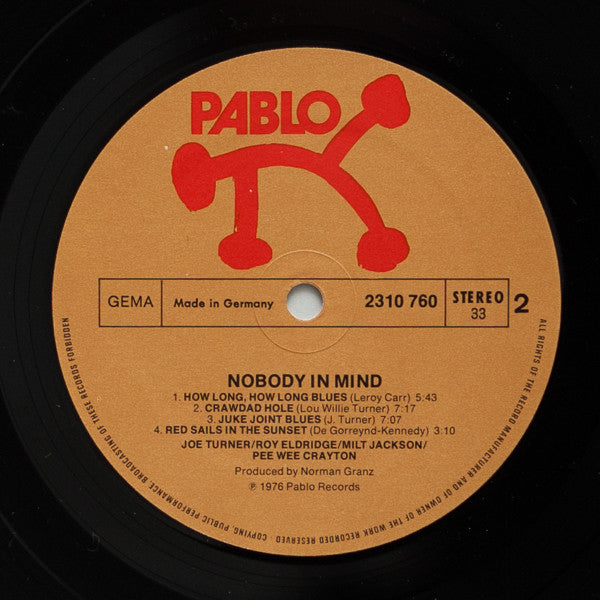 Joe Turner* With Milt Jackson / Roy Eldridge : Nobody In Mind (LP, Album)