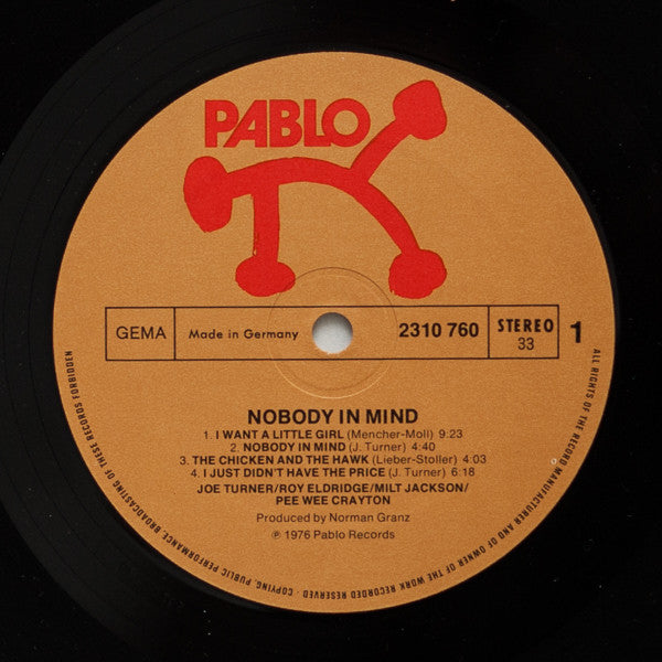 Joe Turner* With Milt Jackson / Roy Eldridge : Nobody In Mind (LP, Album)
