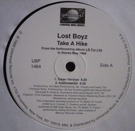 Lost Boyz : Take A Hike (12", Single, Promo)