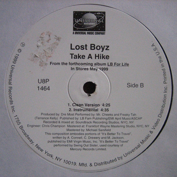 Lost Boyz : Take A Hike (12", Single, Promo)